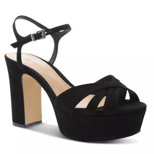 SCHUTZ Keefa High-Heel Platform Sandals Black Suede